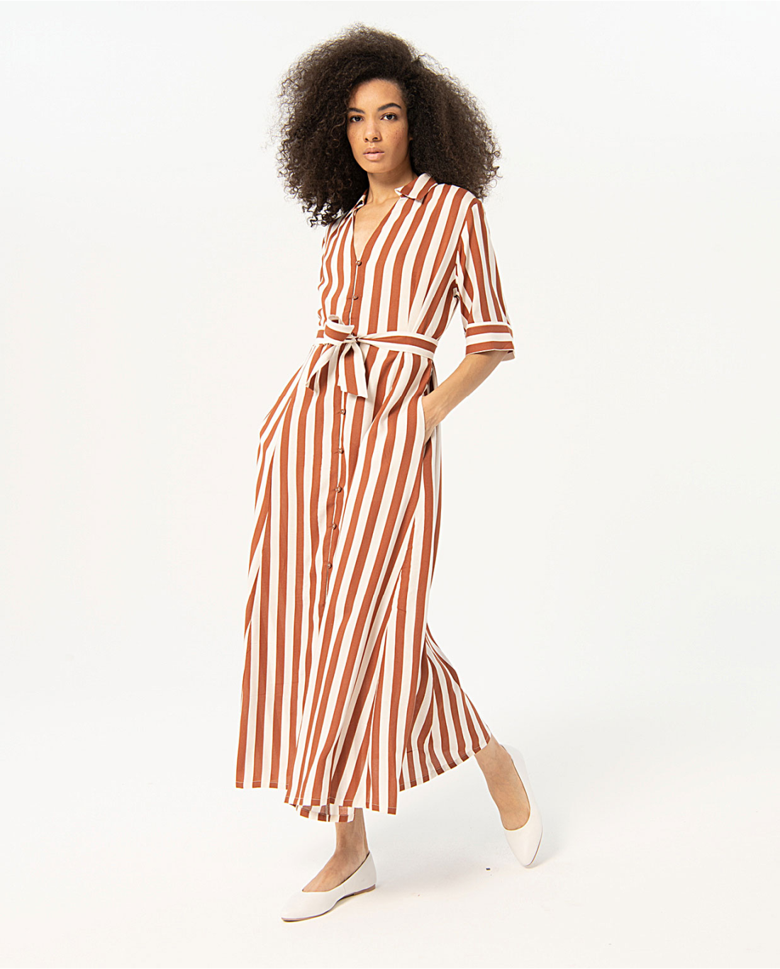 ABITO STRIPE CHEMISIER IN RASO