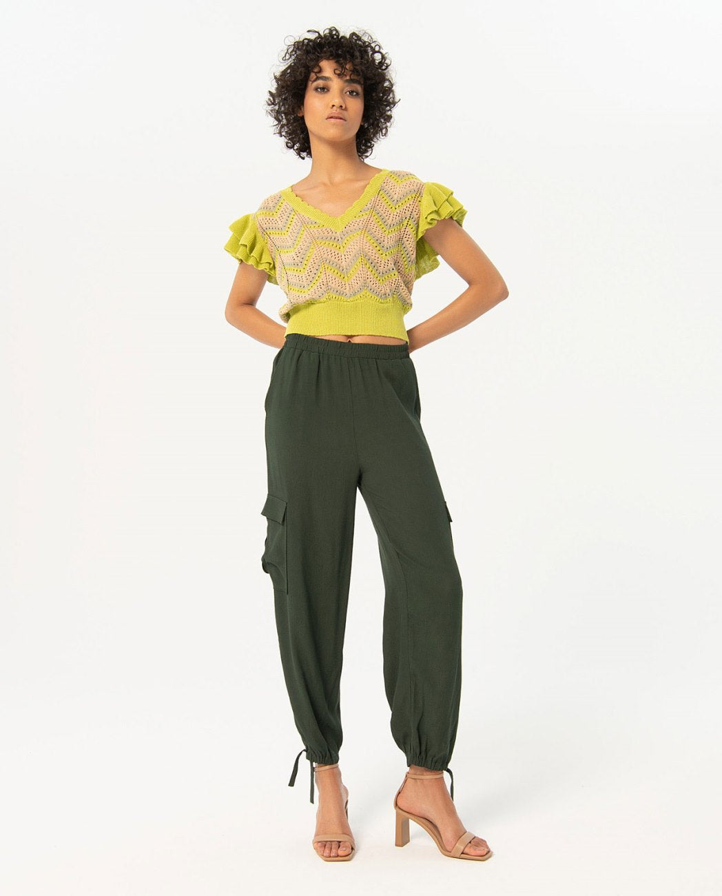 PANTALONE CARGO IN CREPE DI VISCOSA